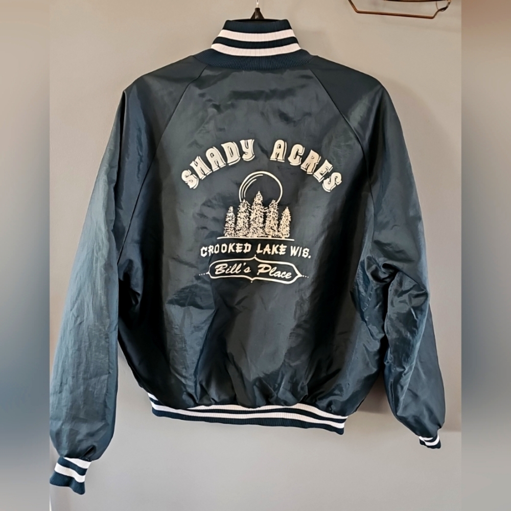 NWOT Vintage Shady Acres Crooked Lake Baseball Jacket
